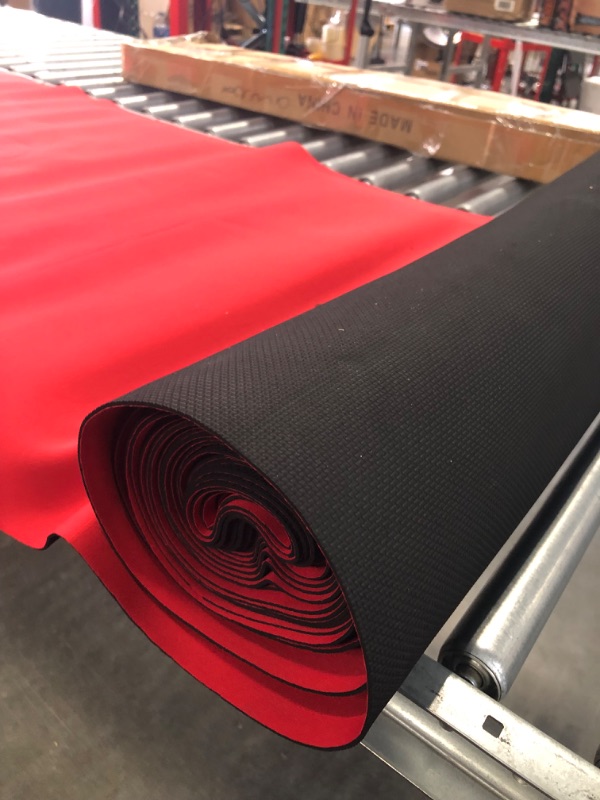 Photo 3 of 20 x 2.3 Ft Neoprene Red Carpet Runner Reusable Red Plastic Floor Runner Non-Slip Rubber Backed Runner Rugs for Hallway Red Aisle Runner Carpet Roll for Wedding Party Decoration Prom Business Outdoor