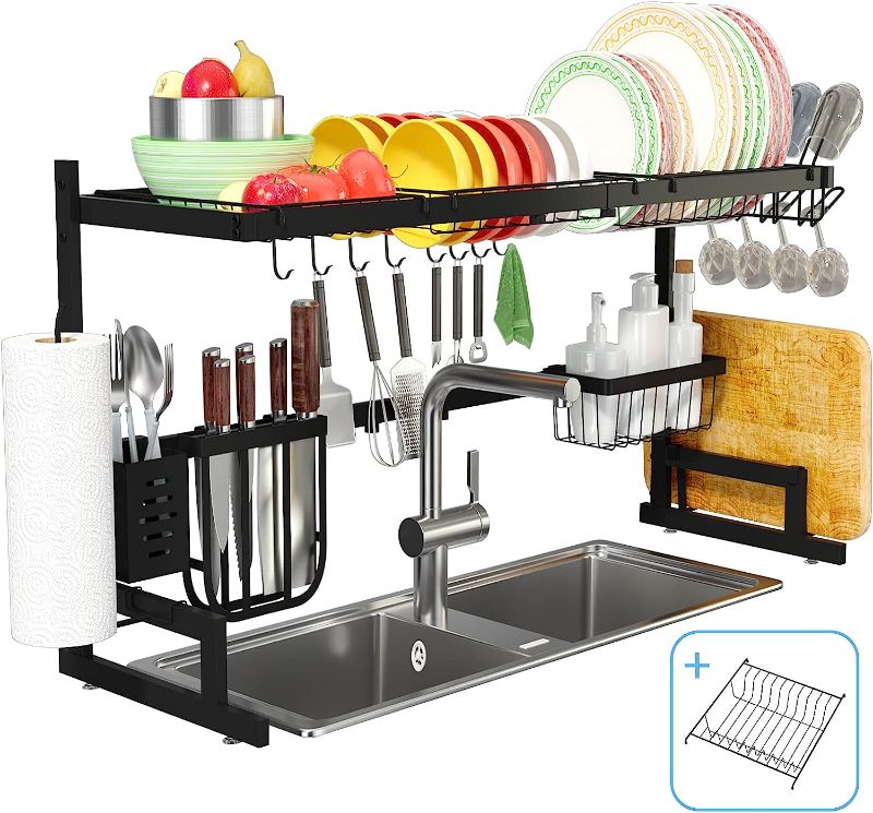 Photo 1 of ALPTHY Over The Sink Dish Drying Rack, (33.5"-39.5") Dish Rack with 2 Plate Rack for Kitchen Organization, Width Adjustable Dish Drainer Kitchen Sink Organizer Space Saver Dish Dryer Rack