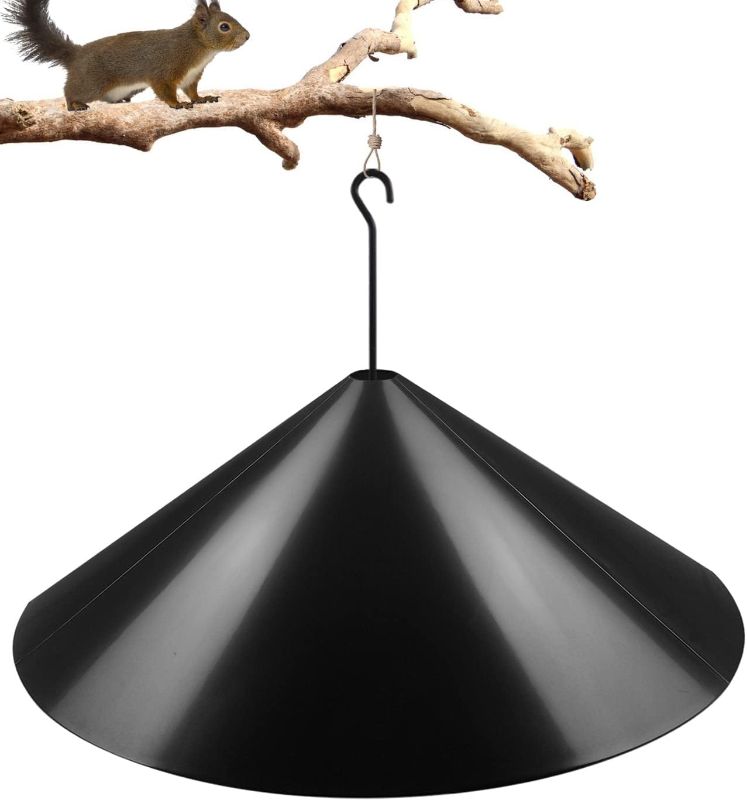 Photo 1 of 24-inch Large Outdoor Squirrel Baffles for Bird Feeders Pole, Squirrel Baffle for Shepherd's Hook, Squirrel Guard for Bird Houses, Two Way Use, Black Color
