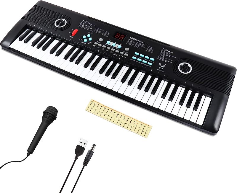 Photo 1 of HOILUKFUNG 61 Keys Keyboard Piano, Children's Piano Keyboard, Electronic Digital Piano with Built-in Speaker Microphone, Portable Keyboard for Beginners, Birthday Gift for Children