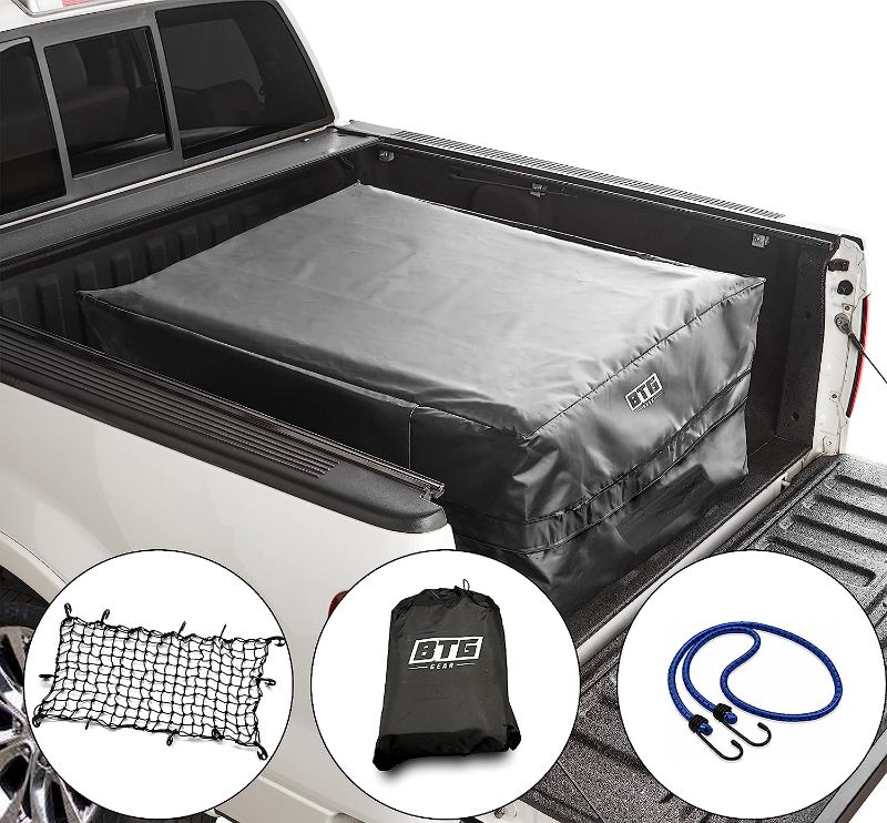 Photo 1 of Amazon.com: BTG GEAR Reusable Marine-Grade Pickup Truck Cargo/Storage Bag in Black w/Cargo Net, 51”x 40”, 100% Waterproof with Front Pocket : Automotive