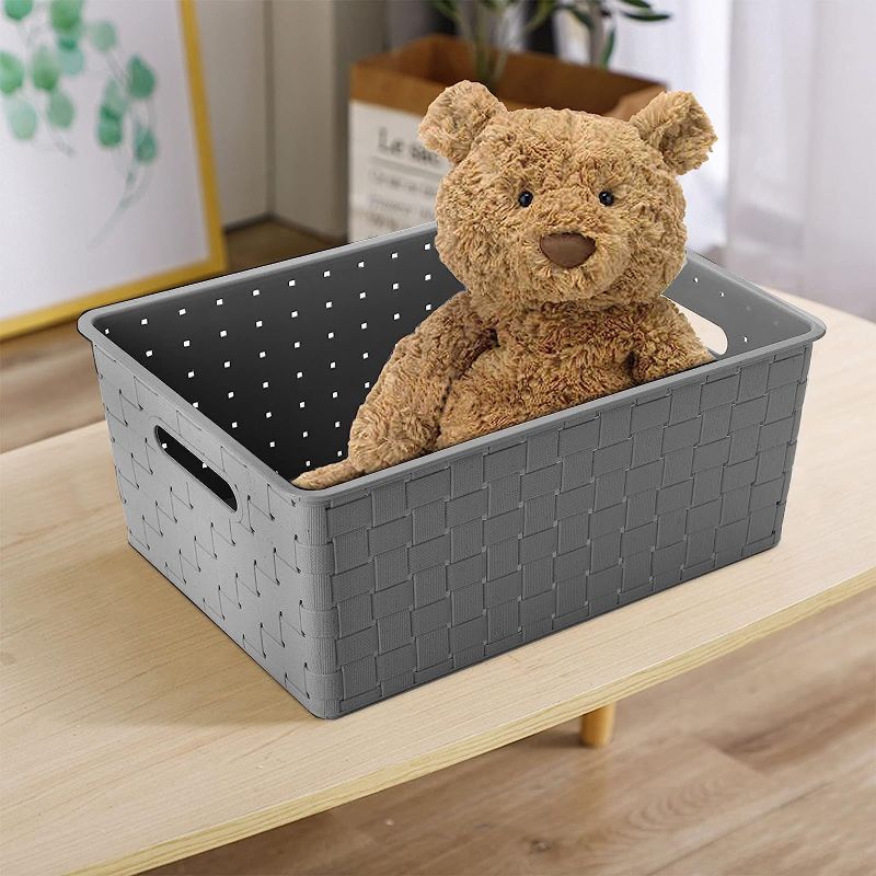 Photo 1 of 3Pack Woven Plastic Storage Basket, Organizing Pantry Storage Bins for Toys, Accessories, Bedroom, Classrooms, Office, School, 10" L x 7" W...
