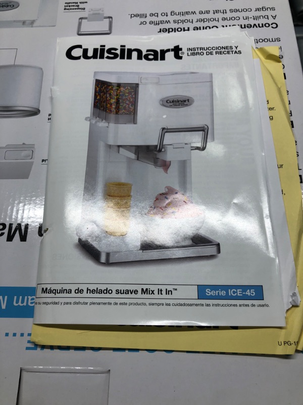 Photo 4 of Cuisinart ICE-45P1 Mix-it-in 1.5-Quart Soft Serve Ice Cream Maker, Make Professional Quality Ice Cream, Yogurt, Sorbet and Sherbet from Home, White White Ice-Cream Maker
**FACTORY SEALED AND PACKAGED**