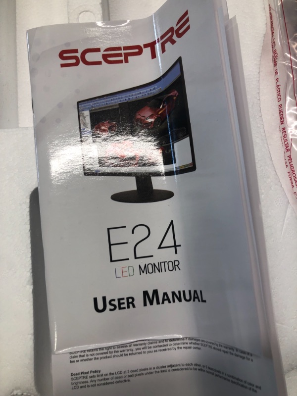 Photo 3 of Sceptre E249W-19203R 24-inch FHD LED Gaming Monitor 2X HDMI VGA 75Hz Build-in Speakers, Machine Black & 24" Professional Thin 75Hz 1080p LED Monitor 2X HDMI VGA Build-in Speakers, Machine Black 24" 75Hz Blue Light Shift Monitor + 24" LED Monitor

**TESTED