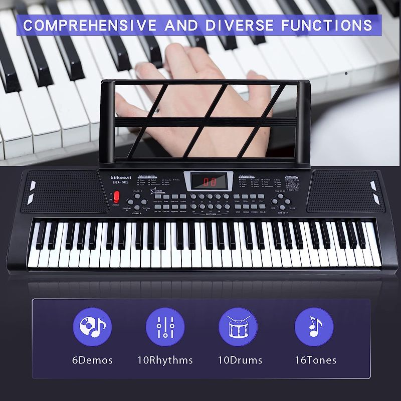 Photo 1 of biikoosii 61 key piano keyboard,keyboard piano for beginners keyboard piano with built-in dual speakers and microphone portable digital electric piano
