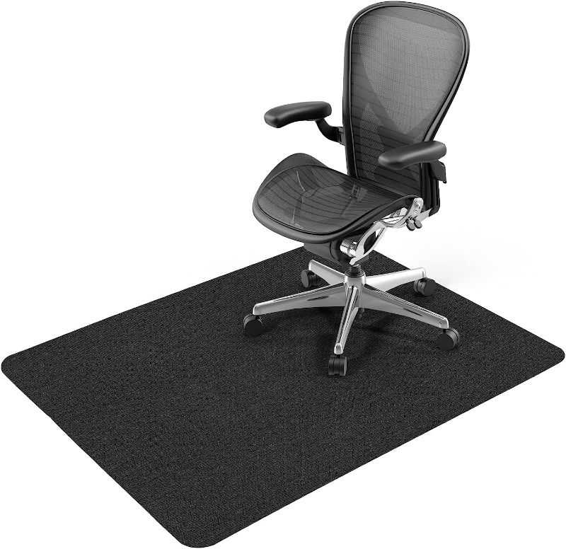 Photo 1 of Office Chair Mat for Hardwood & Tile Floor, Computer Gaming Rolling Chair Mat, Under Desk Low-Pile Rug, Large Anti-Slip Floor Protector Rug, Easy to Clean,Dark Grey