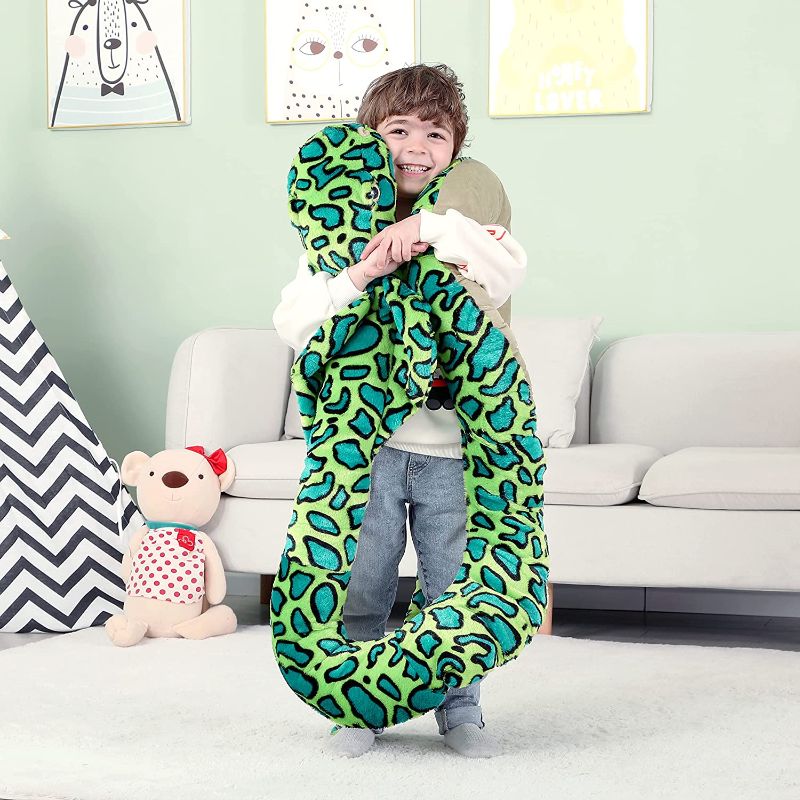 Photo 1 of IKASA Giant Green Snake Stuffed Animal Plush Toy, Cute Jumbo Cobra for Kids & Adults (106 inches)
