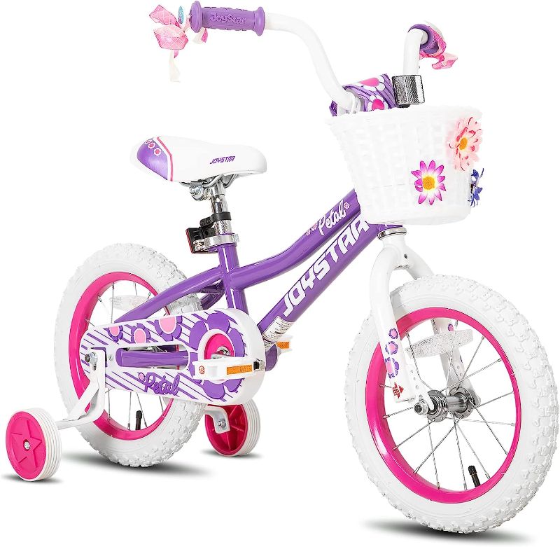 Photo 1 of 
JOYSTAR Petal Girls Bike for Toddlers and Kids, 12 14 16 20 Kids Bike with Basket for Age 2-12 Years Old Girls, Children's Bicycle, Pink Purple
