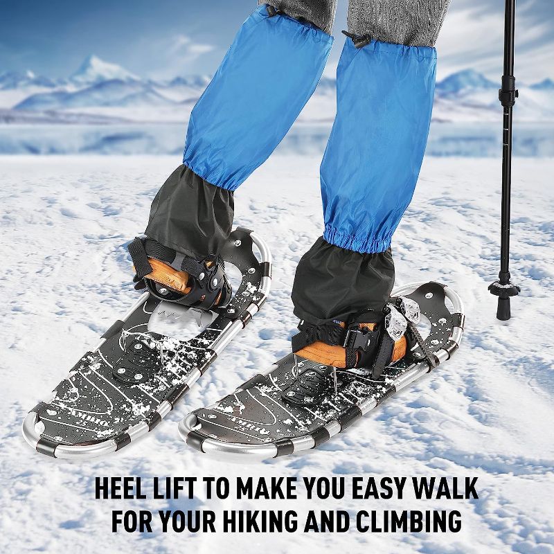 Photo 1 of AMBIO Lightweight Snowshoes for Men Women Youth Kids, Aluminum Alloy Terrain Snow Shoes with Leg Gaiters and Carrying Tote Bag  25 (Blue)