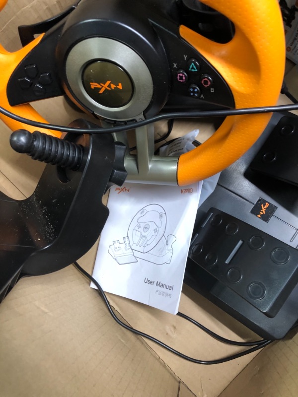 Photo 1 of PC Racing Wheel,PXN V3II 180 Degree Universal Usb Car Sim Race Steering Wheel with Pedals for PS3,PS4,Xbox One,Xbox Series X/S,Switch (Orange)
