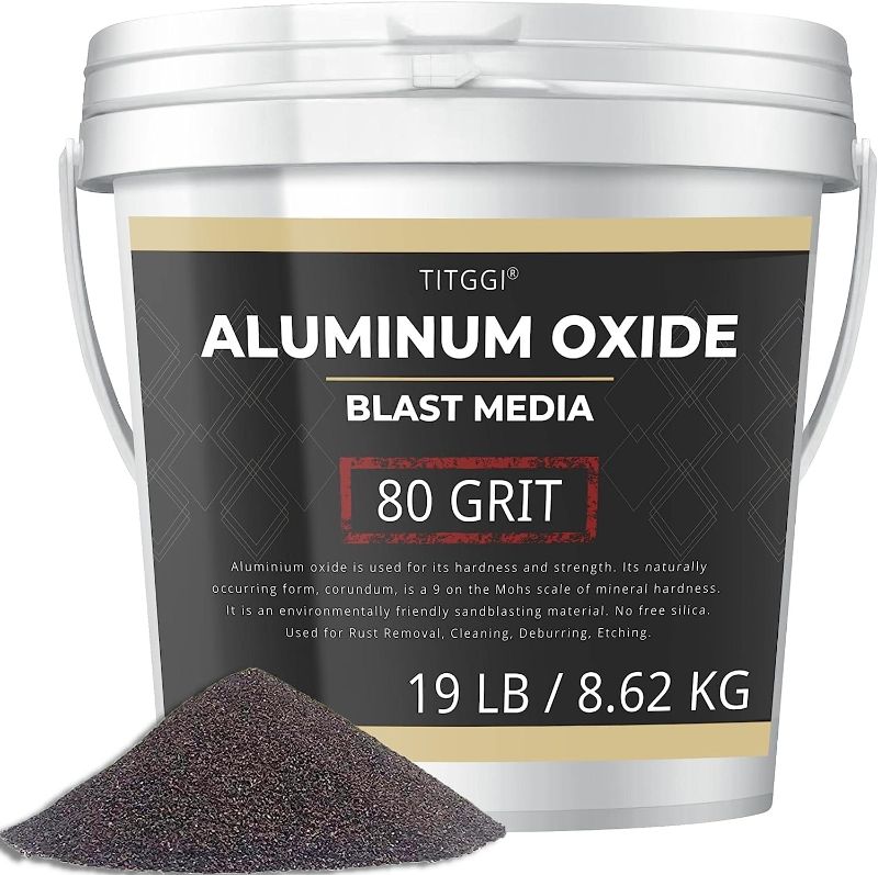 Photo 1 of #80 Grit Aluminum Oxide Blast Media(19 LBS/8.6kg) - Premium Long-Lasting Sand Blasting Media, High Abrasive Force Sand Blaster Sand for Metal, Sandblasters, Blasting Cabinet, Blasting Guns - by TITGGI