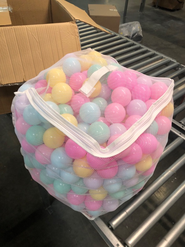 Photo 3 of Amazon Basics BPA Free Crush-Proof Plastic Pit Balls with Storage Bag, Toddlers Kids 12+ Months, 6 Pastel Colors 