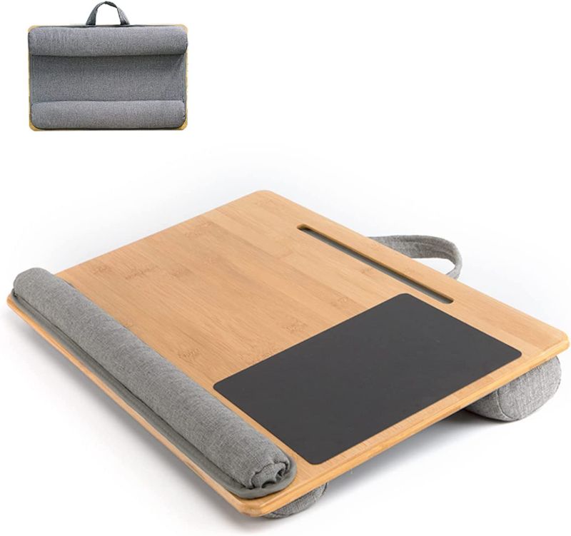 Photo 1 of 
SUMISKY Lap Desk-Portable Laptop Table with Bamboo Platform Phone Holder Pillow Cushion Anti-Slip Stopper on Bed & Sofa (XL(21.6"x14.2"))
