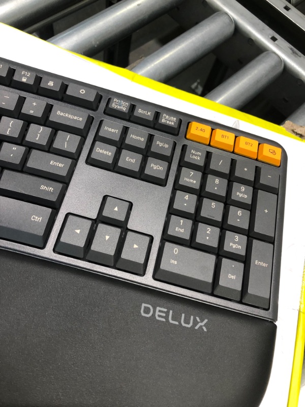 Photo 4 of DeLUX Wireless Ergonomic Keyboard, Ergo Split Keyboard with Palm Rest for Natural Typing, 2.4G and Bluetooth, Full Size and US Layout, Compatible with Windows and Mac OS (GM905-Graphite)