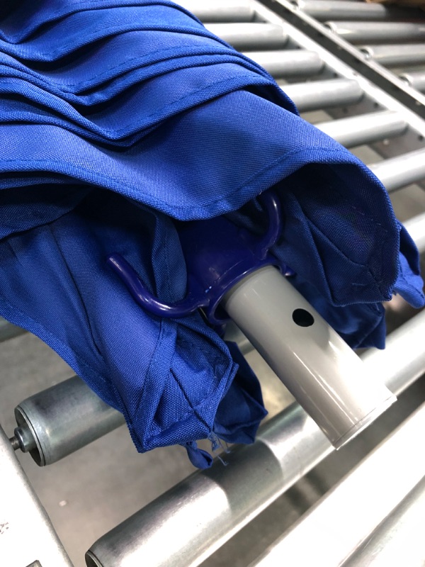 Photo 1 of AMMSUN 8ft Fiberglass Ribs Commercial Grade Patio Beach Umbrella with Sand Anchor Adjustable Height with air Vent UPF 50+ and Telescoping Pole without tilt Dark Blue 8ft Dark Blue