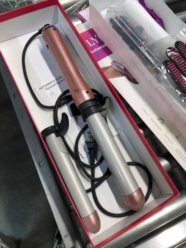 Photo 5 of Automatic Hair Curling Wand-3 Interchangeable Heating Iron Barrels Hair Styling Curler for DIY/Salon Professional Use, LCD Display Fast Heat-UP 430°F Ceramic Coasting for All Hair Types Long/Short Rose Gold