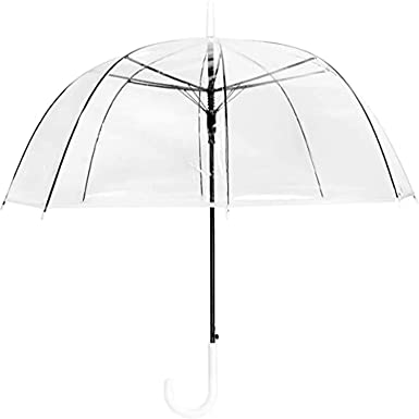 Photo 1 of 2 Clear Wedding Umbrella Automatic Open Rounded Umbrella Windproof Bubble Umbrella J Handle Large Canopy Stick Umbrella for Bride Groom Photography Rain Ceremony