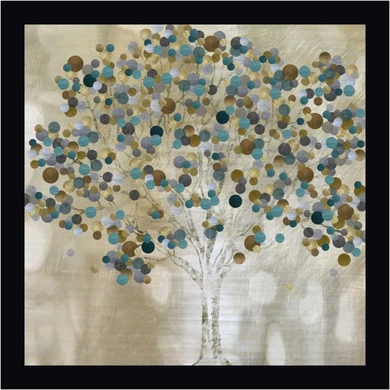 Photo 1 of A Teal Tree by Katrina Craven - 24" x 24" Framed Canvas Art Print - Black Frame - Ready to Hang