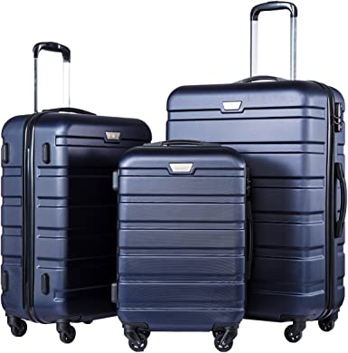 Photo 1 of 001gnfomjCoolife Luggage 3 Piece Set Suitcase Spinner Hardshell Lightweight TSA Lock 4 Piece Set