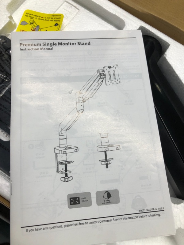 Photo 7 of MOUNT PRO Single Monitor Mount Stand fits 22-35 inch/26.4lbs Ultrawide Computer Screen, Long Monitor Arm with Height/Tilt/Swivel/Rotation Adjustable, Premium Gas Spring Monitor Desk Mount, VESA Mount