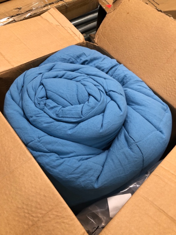 Photo 1 of Basic Beyond King Size Comforter Set - Washed Microfiber Blue and Grey Reversible Bed Comforter Set for All Season - 3 Pieces (1 Comforter + 2 Pillow Shams) Blue/Grey King