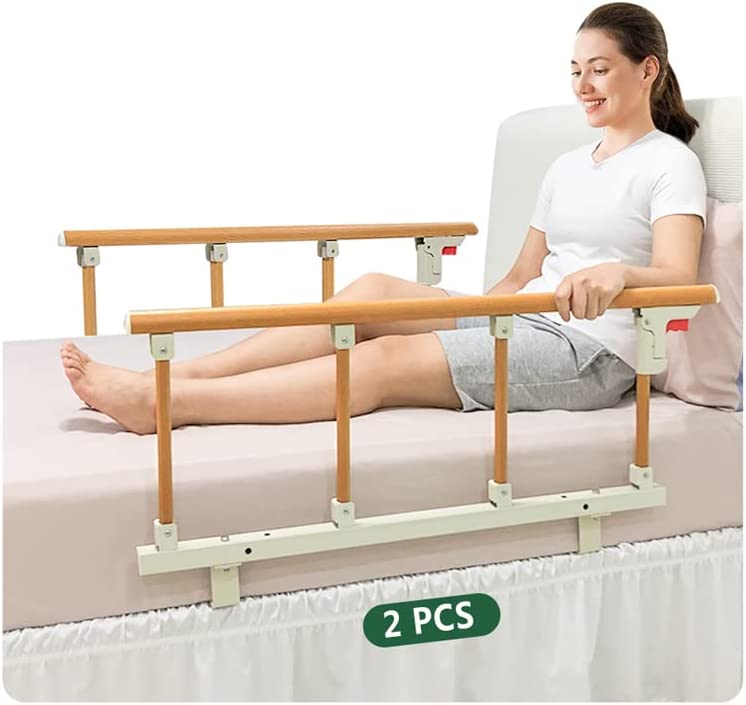 Photo 1 of Mybow Bed Rail for Elderly Adults Seniors Bed Cane Rails Side Assist Handle Bar Medical Bed Safety Assisting Rails Guard Folding Hospital Bed Railings (37x14,2PCS)
