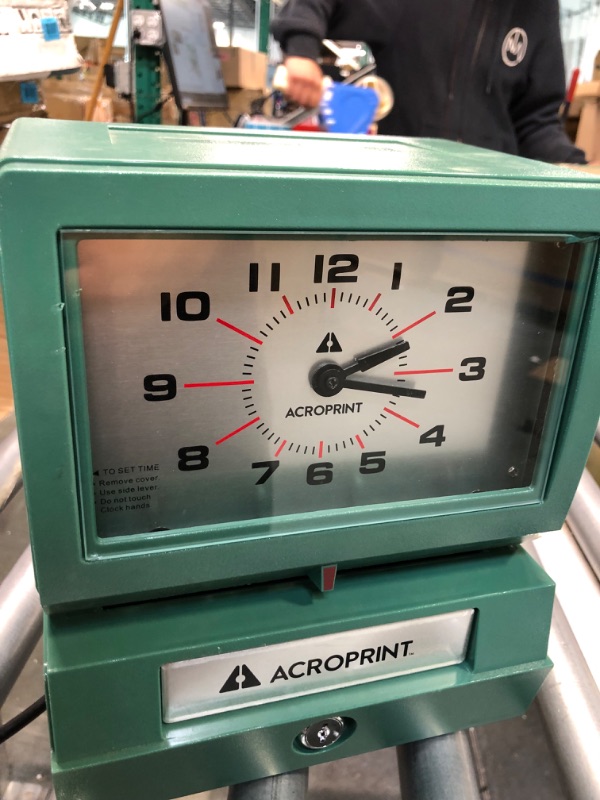 Photo 6 of Acroprint 150QR4 Heavy Duty Automatic Time Recorder, Prints Month, Date, Hour (0-23) and Minutes Time Clock