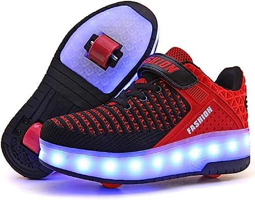 Photo 1 of Ylllu Kids LED USB Charging Roller Skate Shoes with Wheel Shoes Light up Roller Shoes Rechargeable Roller Sneakers for Girls Boys Children