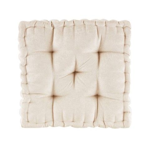 Photo 1 of 20&#34;x20&#34; Oversize Diah Poly Chenille Square Floor Pillow Ivory - Intelligent Design