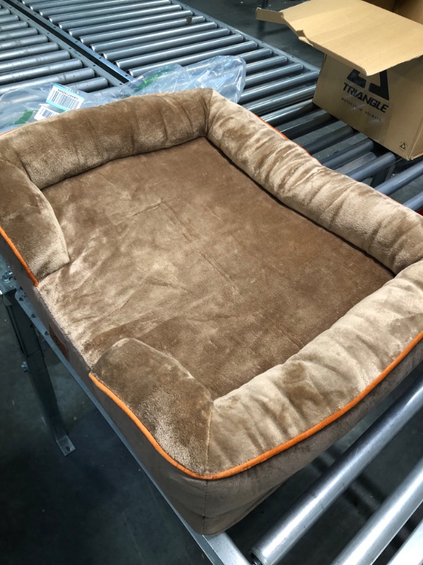 Photo 1 of Bedsure Small Orthopedic Dog Bed, Bolster Dog Beds for Small Dogs - Foam Sofa with Removable Washable Cover, Waterproof Lining and Nonskid Bottom Couch, Brown