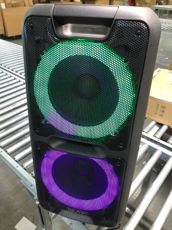 Photo 4 of Party Speaker by Dolphin, Portable Bluetooth Speaker on Wheels with Sound Activated Light Show (SP-2100RBT)