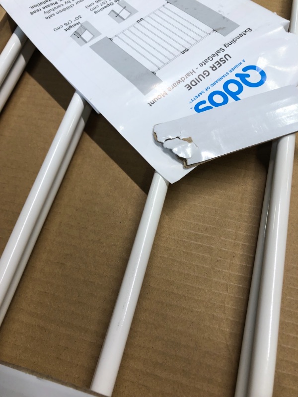 Photo 5 of Qdos Safety Extending SafeGate Baby Gate Meets Tougher European Standards Angle Mount Capable Templates for Easy Installation Safe for Top of Stairs Fits openings 26" 41" Hardware Mount, White