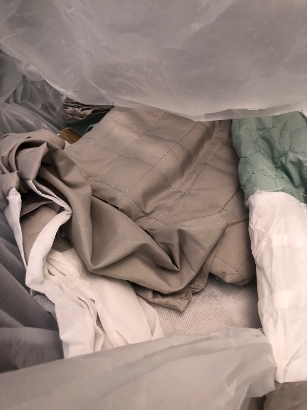 Photo 4 of 510 DESIGN Cozy Comforter Set - Geometric Honeycomb Design, All Season Down Alternative Casual Bedding with Matching Shams, Decorative Pillows, Cal King(104"x92"), Seafoam/Grey 8 Piece California King Tinsley Seafoam/Grey