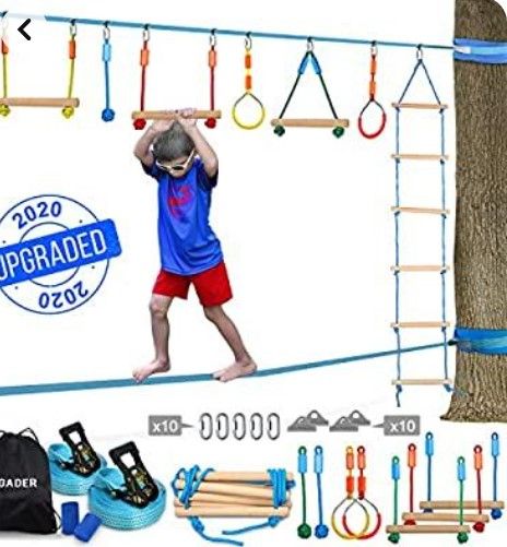 Photo 1 of Jugader 2X50ft Ninja Warrior Obstacle Course for Kids with Pulley