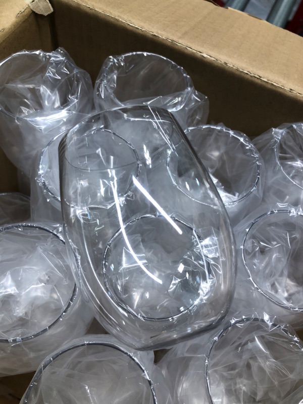 Photo 1 of 24 piece Stemless Unbreakable Crystal Clear Plastic Wine Glasses Set of 24 (10 Ounces) Clear 10.0 ounces