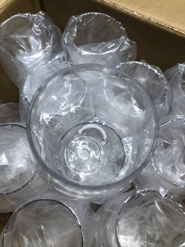 Photo 5 of 24 piece Stemless Unbreakable Crystal Clear Plastic Wine Glasses Set of 24 (10 Ounces) Clear 10.0 ounces