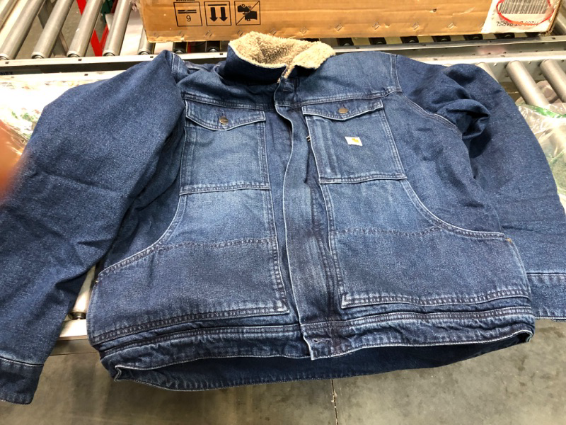 Photo 1 of Carhartt Men's Relaxed Fit Denim Sherpa-Lined Jacket Large Beech