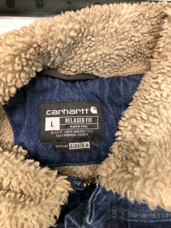 Photo 1 of Carhartt Men's Relaxed Fit Denim Sherpa-Lined Jacket Large Beech