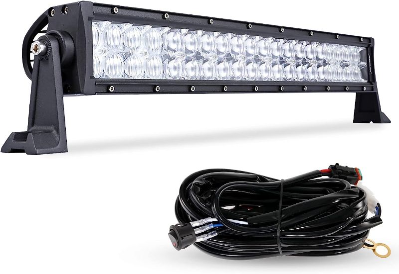 Photo 1 of Auxbeam 22 Inch LED Light Bar 120W, 12000 Lumens Waterproof Off Road Work Light Driving Lights, 5D Lens Double Row Spot Flood Combo Fog Light with Wiring Harness for Truck Pickup Jeep SUV ATV UTV
