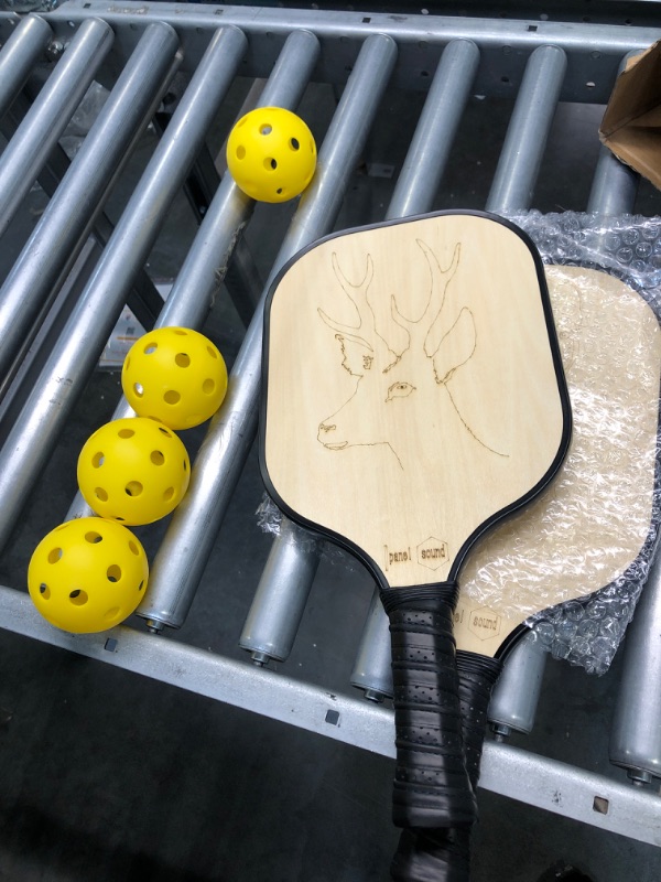 Photo 1 of 2 PICKLEBALL PADDLE AND 4 BALLS 