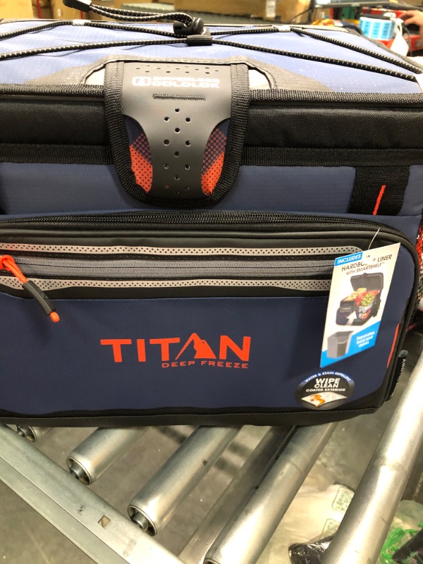 Photo 2 of Arctic Zone Titan Deep Freeze Cooler - 30 Can Zipperless Hardbody Cooler - Navy Blue with Deep Freeze Insulation, HardBody Liner, and SmartShelf