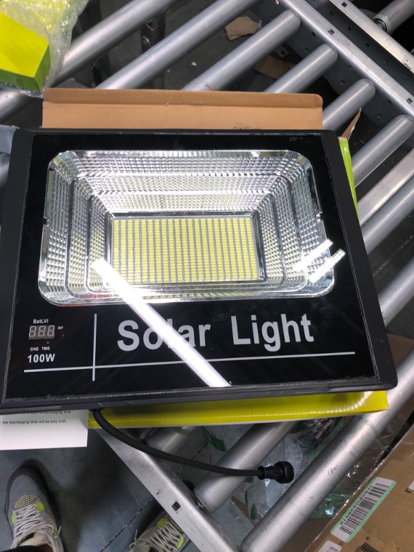 Photo 2 of 100W Solar Flood Light Outdoor Dusk to Dawn with Remote Control 324 LEDs 5000 Lumen Lamp for Yard, Swimming Pool, Garage, Warehouse, Playground, Hotel, Farm, Arena
