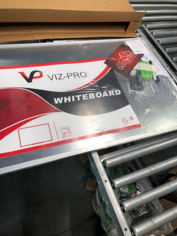 Photo 1 of VIZ-PRO Magnetic Whiteboard/Dry Erase Board, 36 X 24 Inches, Includes 1 Eraser & 2 Markers & 4 Magnets Silver 36 X 24 Inches