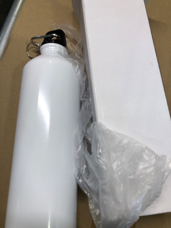 Photo 2 of 12pcs 600ml Aluminum Water Bottles Blank Coated Sublimation White Heat Press Bottle Sport Bottle with Safe Lock 20oz 600ml