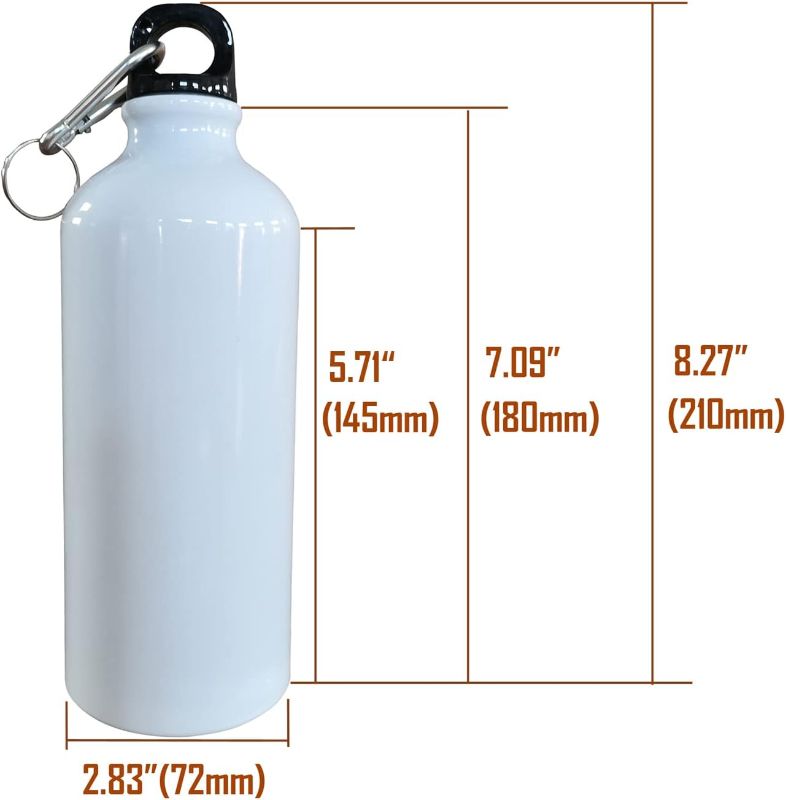 Photo 1 of 12pcs 600ml Aluminum Water Bottles Blank Coated Sublimation White Heat Press Bottle Sport Bottle with Safe Lock 20oz 600ml