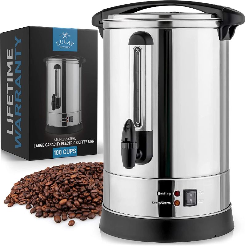 Photo 1 of 
Zulay Premium 100 Cup Commercial Coffee Urn - Stainless Steel Large Coffee Dispenser For Quick Brewing - Automatic Hot Water Dispenser - Ideal for Large Crowds - Coffee Dispenser For Any Occasion
