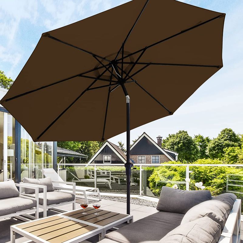 Photo 1 of 
wikiwiki 9 FT Patio Umbrellas Outdoor Table Market Umbrella with Push Button Tilt/Crank,8 Sturdy Ribs, Fade Resistant Waterproof POLYESTER DTY Canopy for Garden, Lawn, Deck, Backyard & Pool
