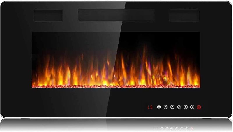 Photo 1 of 
 36 inch Ultra-Thin Silence Linear Electric Fireplace Inserts, Recessed Wall Mounted Fireplace, Fit for 2 x 4 and 2 x 6 Stud, Adjustable Flame Color...
