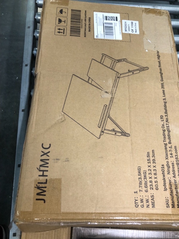 Photo 1 of JMLHMXC Bamboo Laptop Desk Bed Tray Table Adjustable Table for Computer Tilting Top Foldable Leg with Drawer
