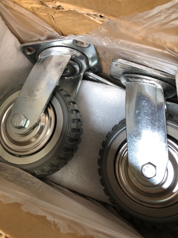 Photo 2 of 6 Inches Heavy Duty Rubber Caster Wheels Anti-Skid Swivel Casters Wheels with 360 Degree for Set of 4 (2 with Brakes& 2 Without)